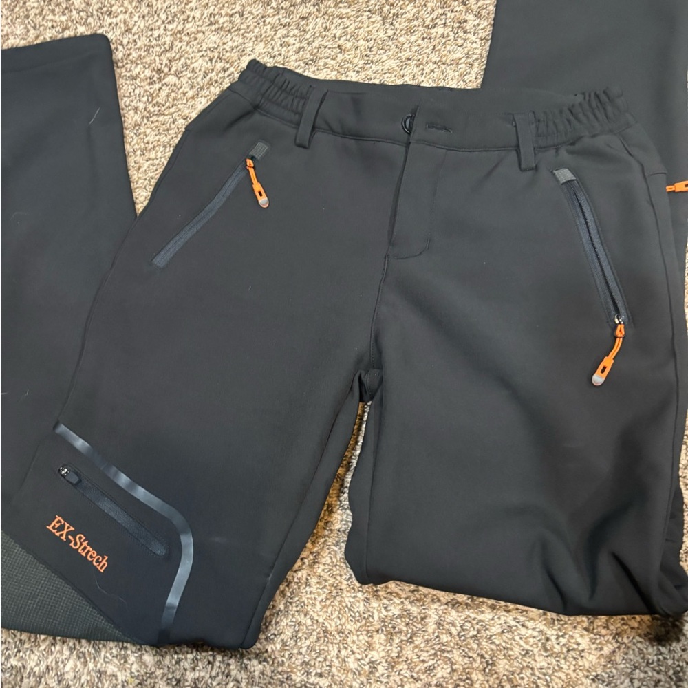 Women's Black waterproof snow sport pants  with Orange Accents